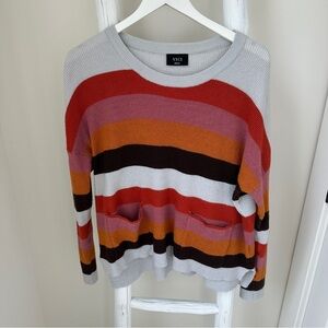 Vici Colorful Striped Crew Neck Sweater w Front Pockets Size Small